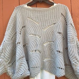 Aqua Bat Sleeve Crop Sweater size L